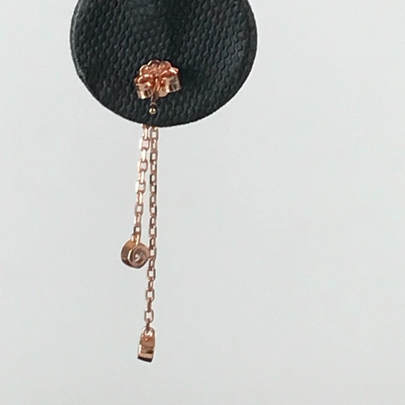 Rose Gold Plated Bezel Dangling CZ .925 Earrings! - Picture 4 of 4